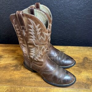 Ariat Western Cowboy Boots Brown Leather Stitching Women Size 6.5B Style‎ 29427